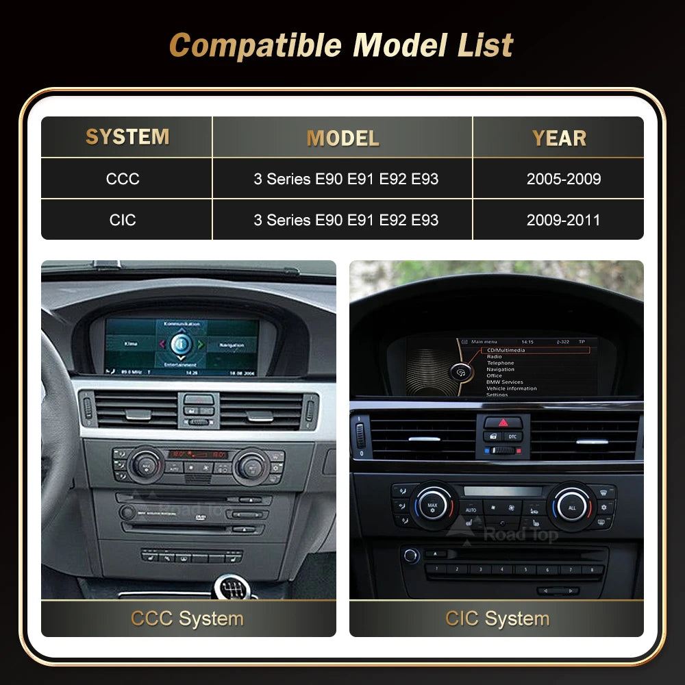 8.8'' Wireless RoadTop CarPlay Android Auto For BMW Series 3 5 E90 E91 E92 E93 E60 E61 CCC