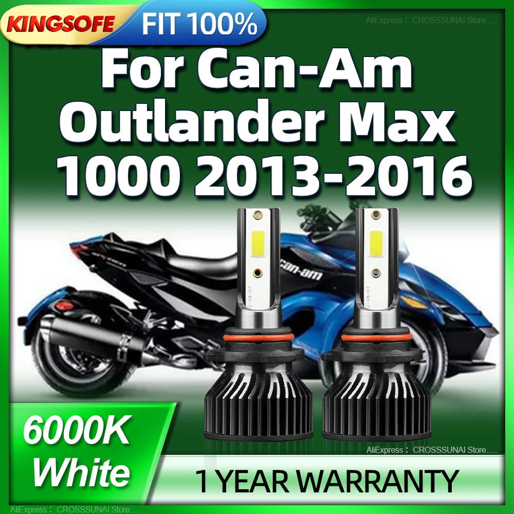Motorcycle 120W White 9005 LED Headlight Bulbs 6000k with Fan For Can-Am Outlander Max 100