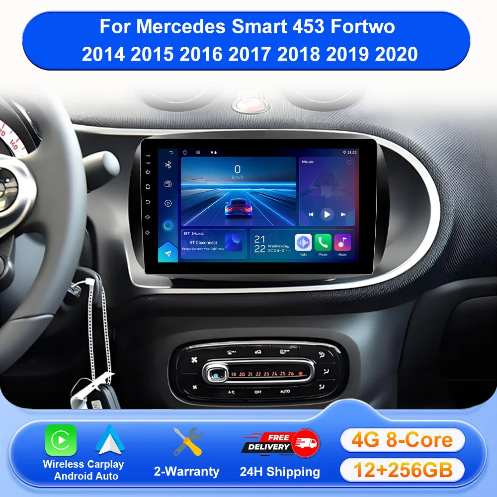 Android 16 Wireless Carplay Auto For Mercedes Smart 453 Fortwo 2014 2015 2016 2017 2018 20