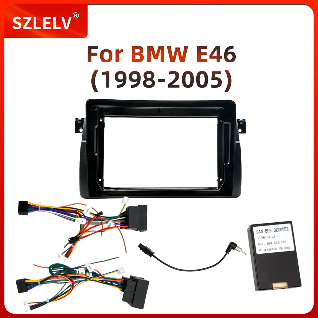 9 Inch Radio Fascia Frame for BMW 3 Series E46 1998-2005 2DIN Stereo Installation Dash Tri