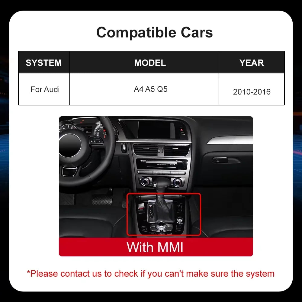 Wireless Carplay Android Auto For Audi A4 A5 S4 S5 RS4 RS5 Q5 2008-2015 with 3GMMI Support