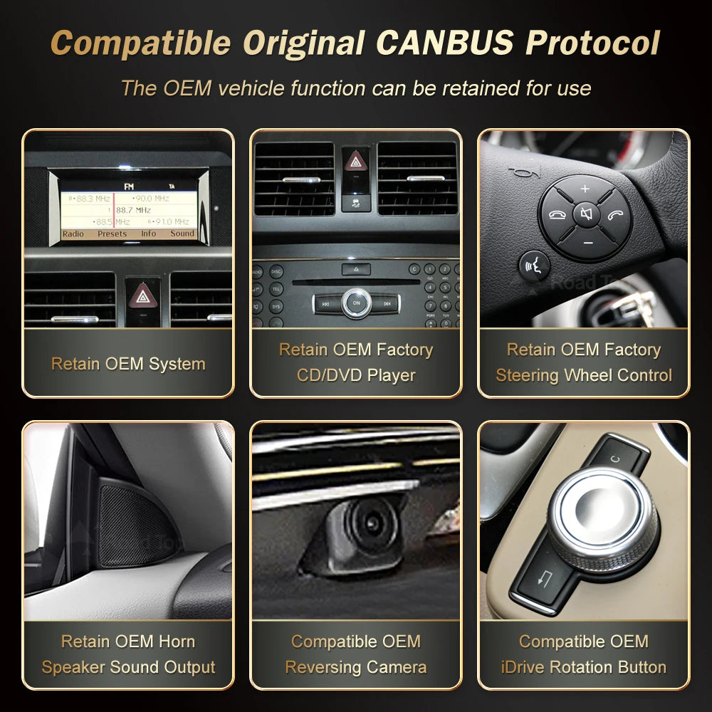 RoadTop Linux Screen Wireless CarPlay Android Auto Multimedia Display for Mercedes-Benz GL