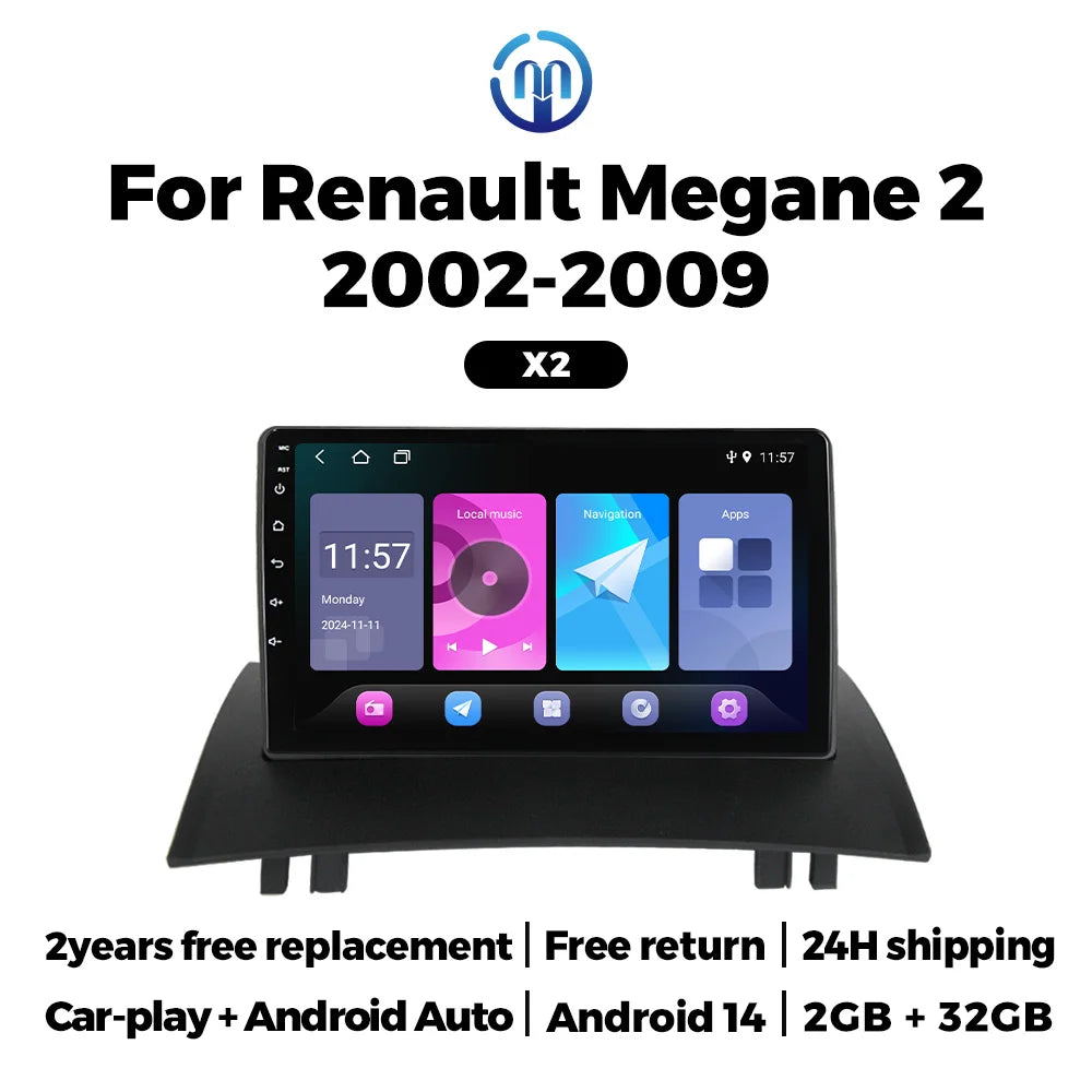 2025 Android 14 Car Radio For Renault Samsung Megane 2 2002 - 2009 Car Play Auto Multimedi