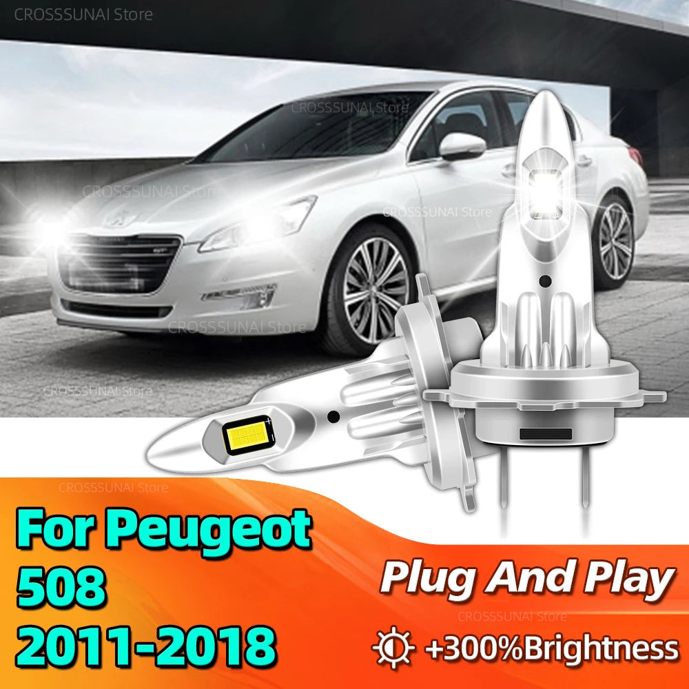 LED Headlight Canbus 30000LM CSP Auto Lamp 6000K Wireless For Peugeot 508 2011 2012 2013 2