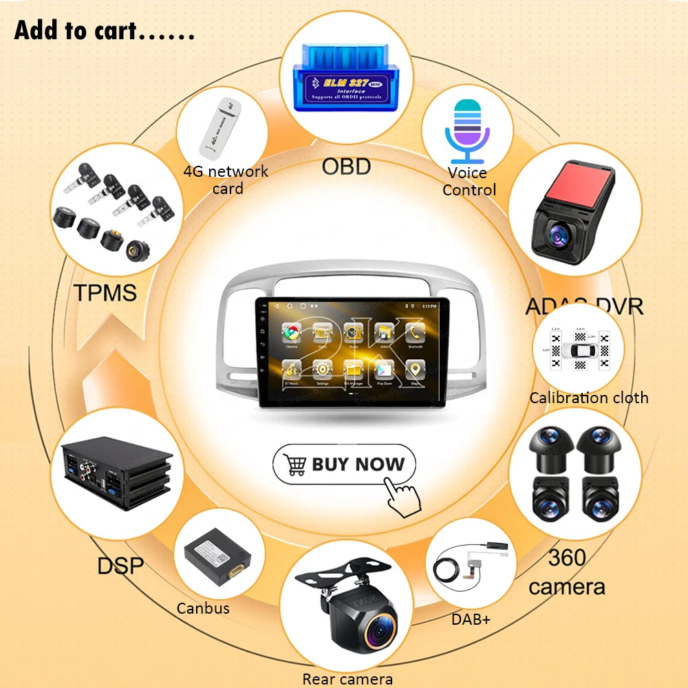Android 16 For Hyundai Accent 3 2006 - 2011 Gps Android No 2din 2 Din Dvd Car Radio Multim | AUTOKITSHOP