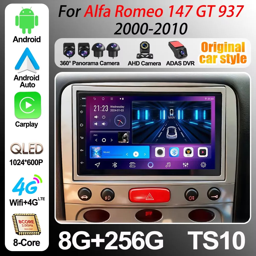 7" Car Radio For Alfa Romeo 147 Gt 937 2000-2010 Android 16 Multimedia Video Player Gps na | AUTOKITSHOP