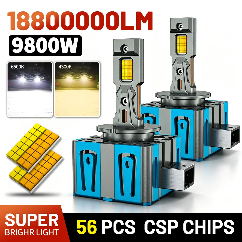 D1S LED Headlights HID D1S D3S D8S D1R D3R D8R Turbo LED 18800000LM Two-sided 56pcs CSP Ch