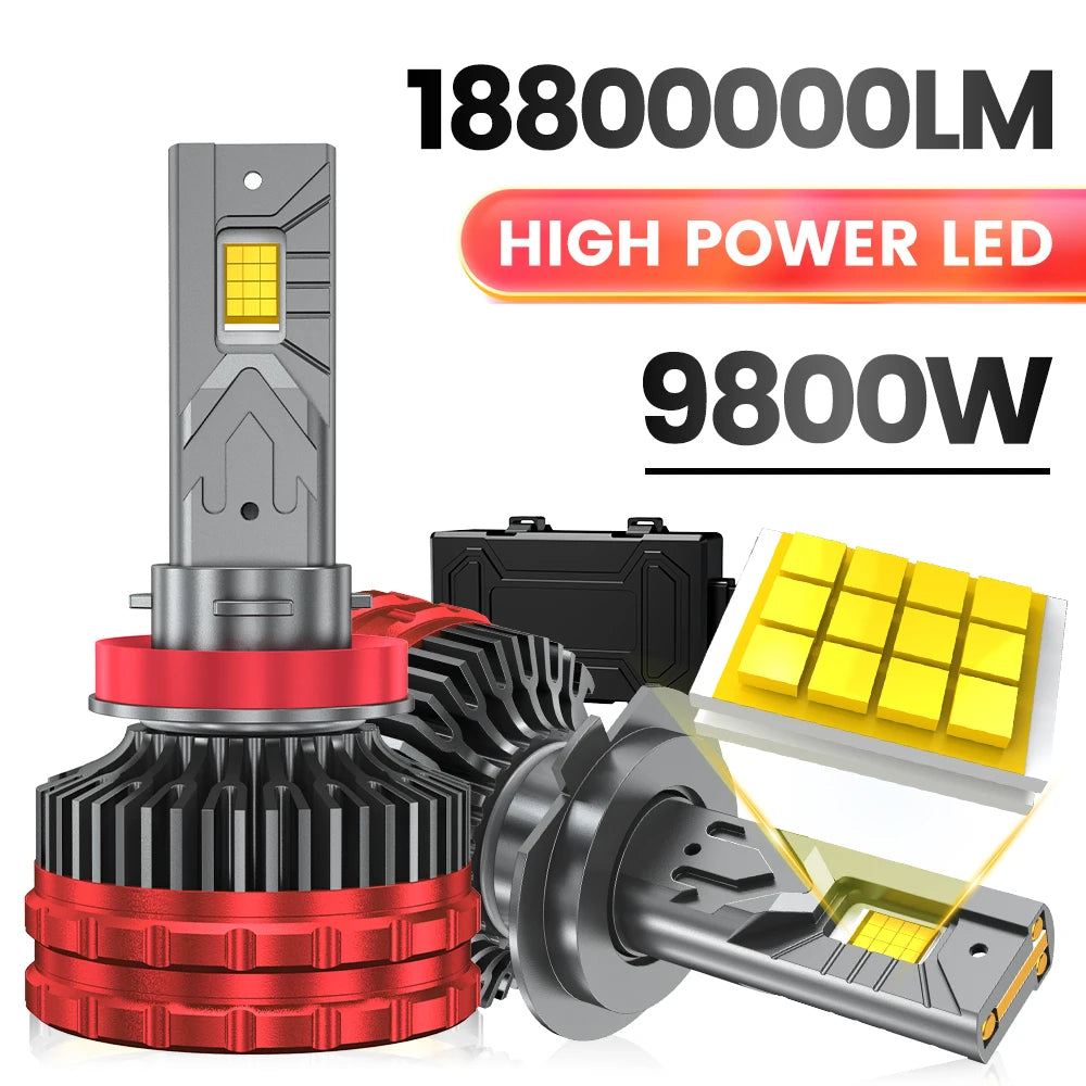 9800W 18800000LM H7 H4 H11 Led Headlight High Power 8890 CSP Canbus H1 9005 HB3 9006 HB4 9