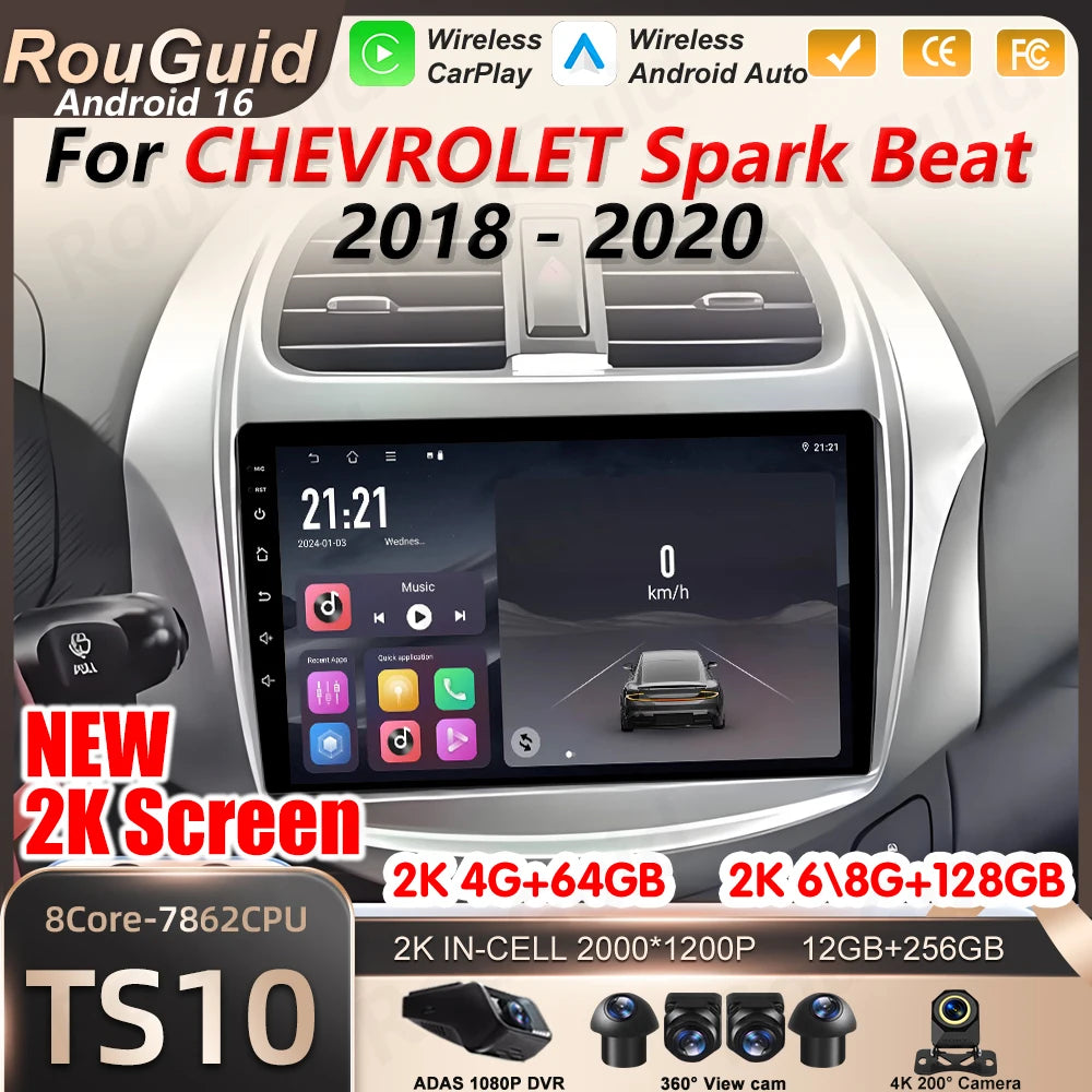 Android 16 Auto Carplay Car Radio For CHEVROLET Spark Beat 2018 2019 2020 Multimedia Playe | AUTOKITSHOP