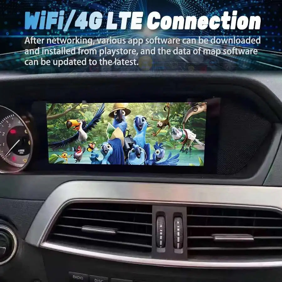 8.8" For Mercedes Benz C-Class W204 NTG 4.5 Qualcomm Screen CarPlay Android 14 Multimedia