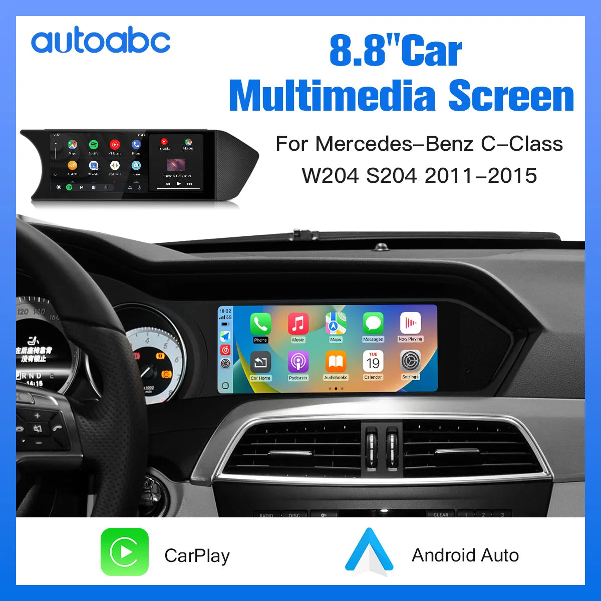 8.8"Screen For Mercedes Benz W204 C Class 2011-2015 Android Auto Wireless Carplay Car Mult | AUTOKITSHOP