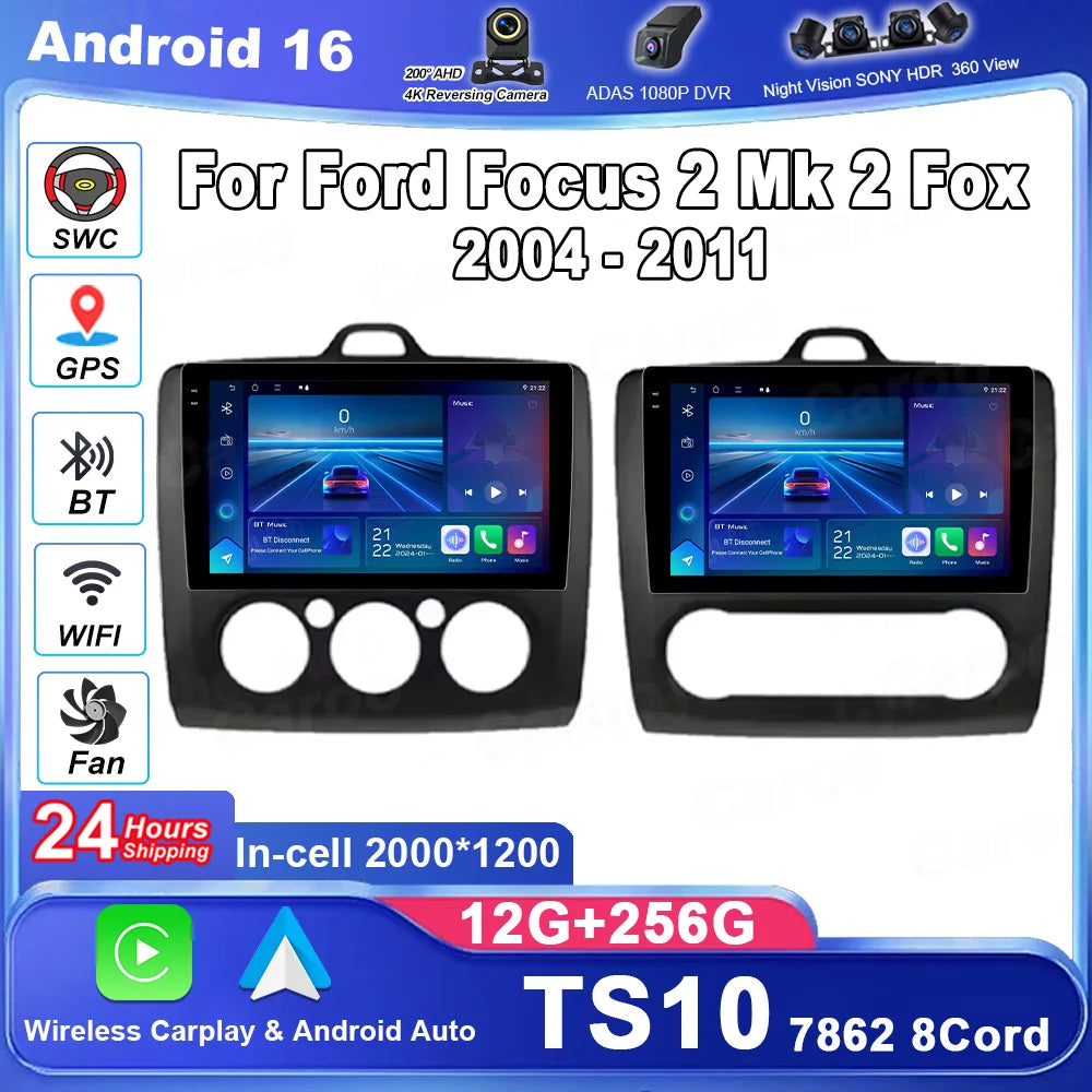 Android 16 Multimedia For Ford Focus 2 Mk 2 Fox 2004 - 2011 Auto Radio GPS Navigation Ster