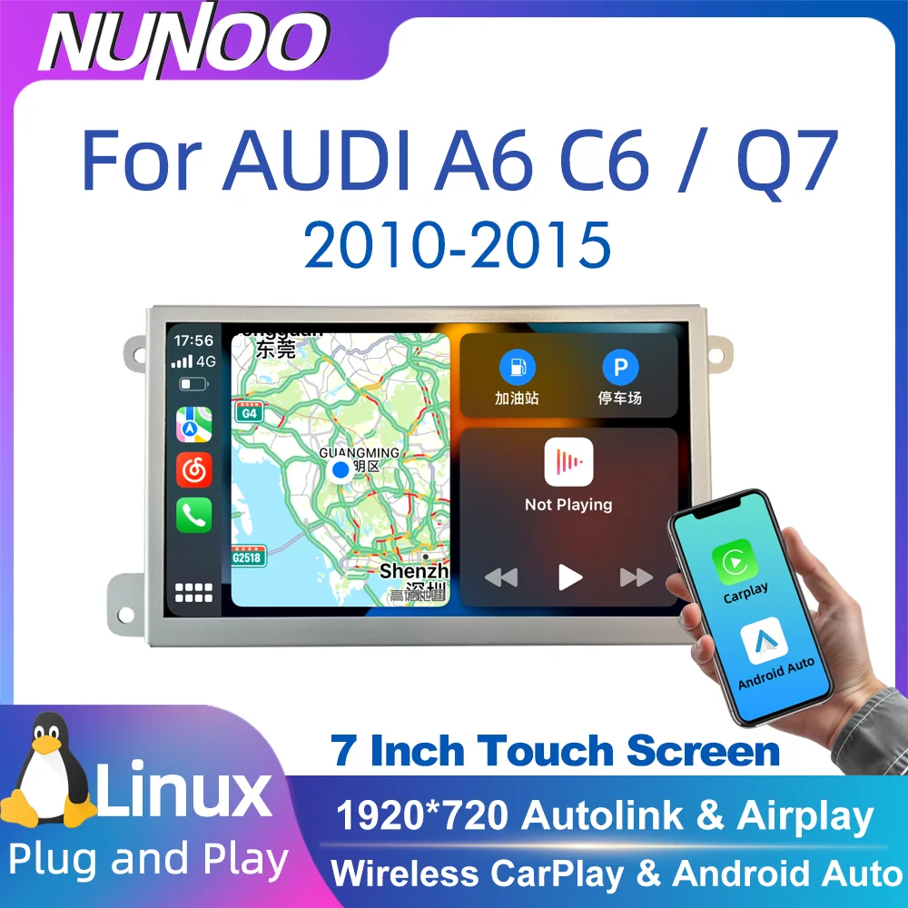 7" Wireless Carplay Android Auto Touch Screen For Audi A6 C6 4F Q7 4L Car Radio Multimedia
