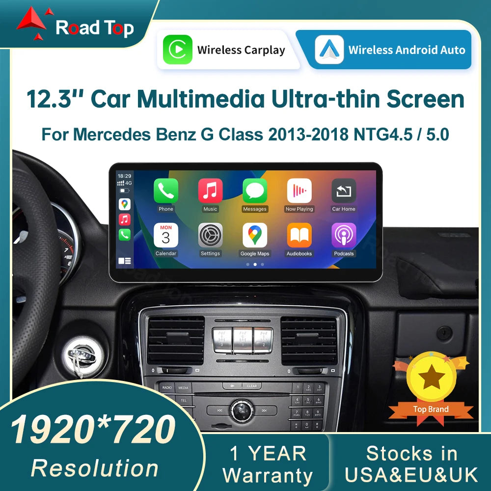 CN 12.3 Ultra-thin Screen Wireless CarPlay Android Auto Multimedia Linux for Mercedes-Benz