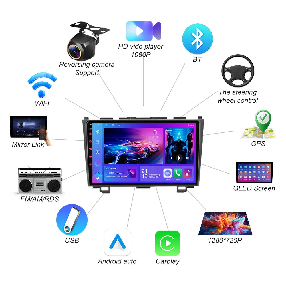 Android 16 Car Radio For Honda Cr-v 3 Re Crv 2007-2011 Multimedia Video Player 2 Din Navig | AUTOKITSHOP