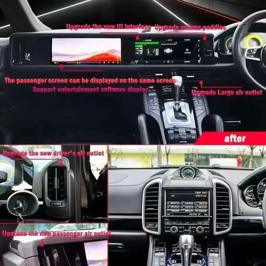 Carplay For Porsche Cayenne 2010-2016 Upgraded Interactive Dual Screen Android Multimedia  | AUTOKITSHOP