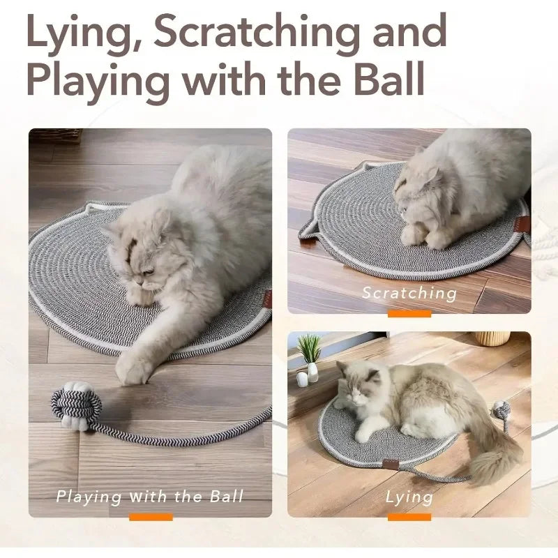 Multipurpose Cat Scratching Mat with Toy Ball Cat Bed Soft Wear-resistant Cat Bed Dog Mat Pet Sl - Automotive LED Light