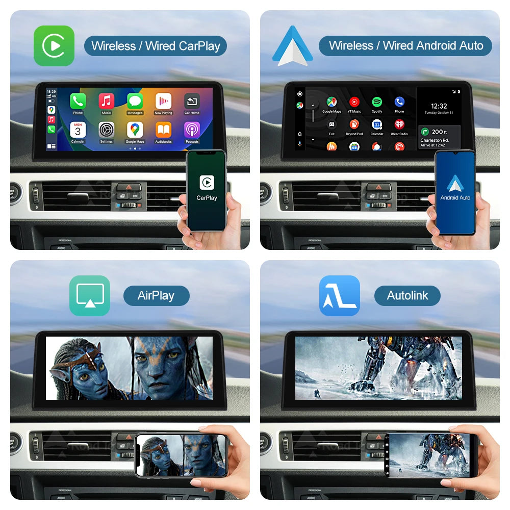 Road Top Wireless CarPlay Android Auto Linux Multimedia Display Screen For BMW Series 3 E9 | AUTOKITSHOP