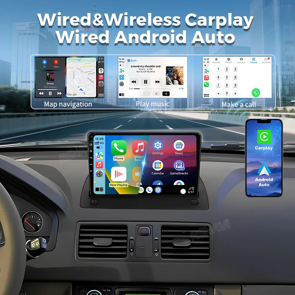 Android 16 For Volvo XC90 2002 - 2014 2K QLED Android Car Radio Multimedia Video Player GP