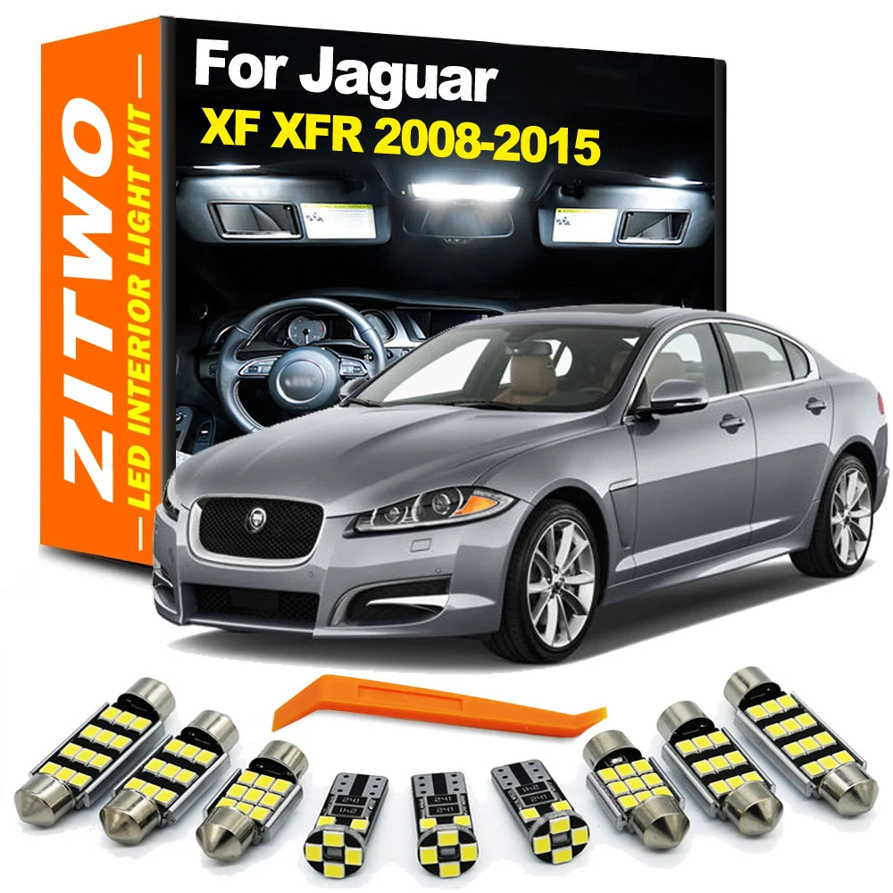 ZITWO 15Pcs LED Interior Dome Light Kit For Jaguar XF XFR 2008 2009 2010 2011 2012 2013 2014 2015 Sunvisor Footwell Trunk Lamp