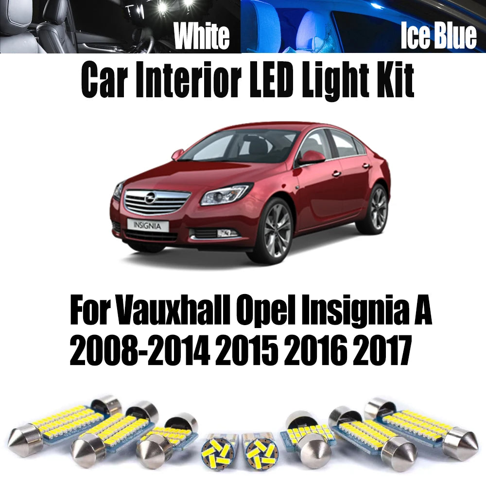 20-Piece LED Interior Light Kit for Vauxhall Opel Insignia A 2008-2016 - Canbus Dome Map Door Trunk Bulbs | AUTOKITSHOP