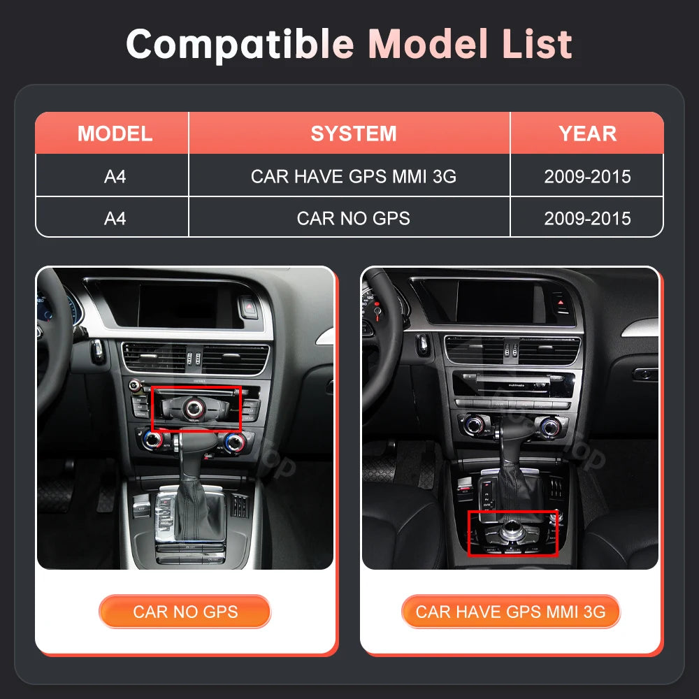 8.9' Linux Touch Screen Multimedia Display For Audi A4 2009-2015 with Wireless CarPlay And | AUTOKITSHOP