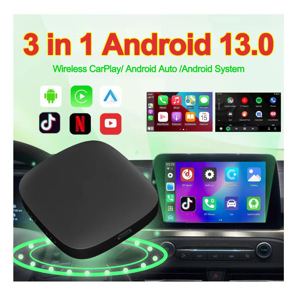 Android 13 Carplay Ai Box Wireless Android Auto Smart TV Box Car Intelligent System WIFI S
