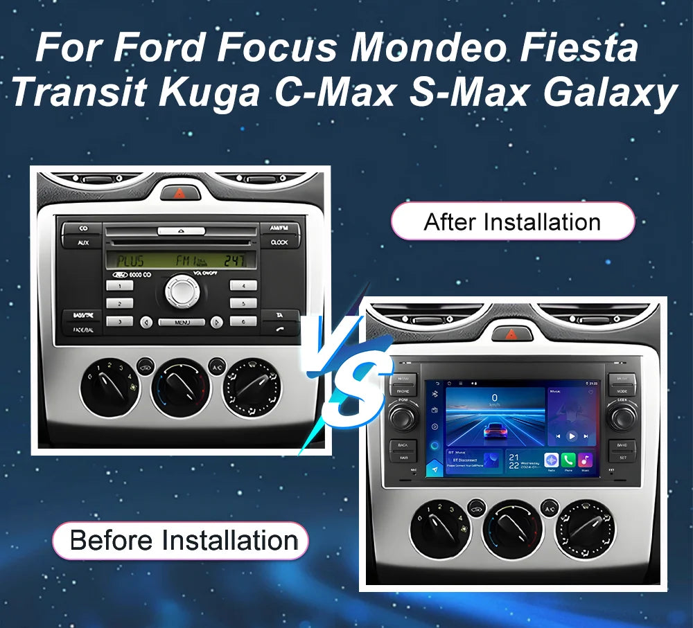 Car Radio Android 16 For Ford Focus Mondeo Fiesta Transit Kuga C-Max S-Max Galaxy GPS Mult
