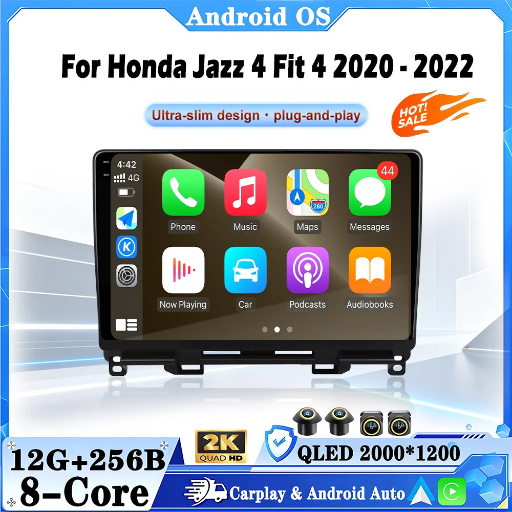 Android Auto 9 inch Radio For Honda Jazz 4 Fit 4 2020-2022 Autoradio Multimedia Player Car