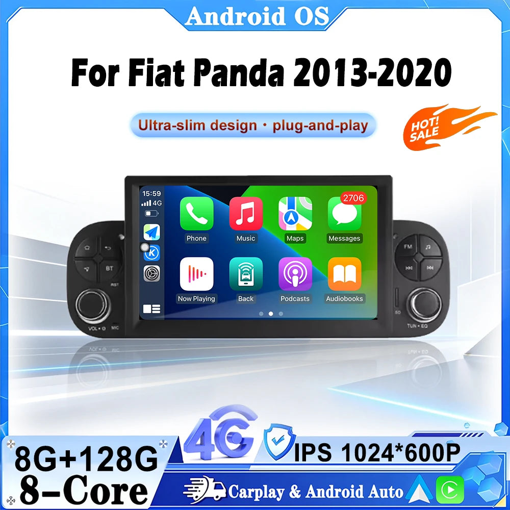 Android 16 Auto For Fiat Panda 2013-2020 Wireless Carplay Car Radio GPS Navigation Multime