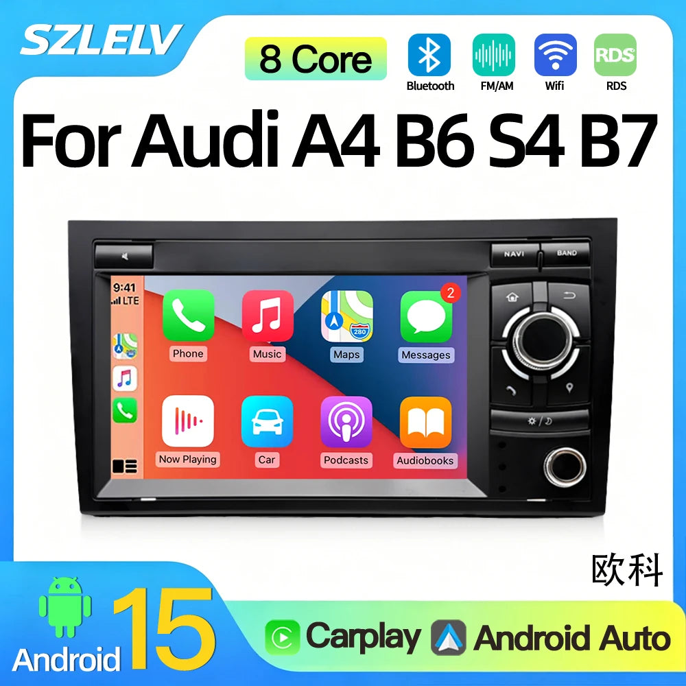 SZLELV 7" Android Auto Wireless Carplay For Audi A4 S4 RS4 B6 B7 Car Radio Video Players G