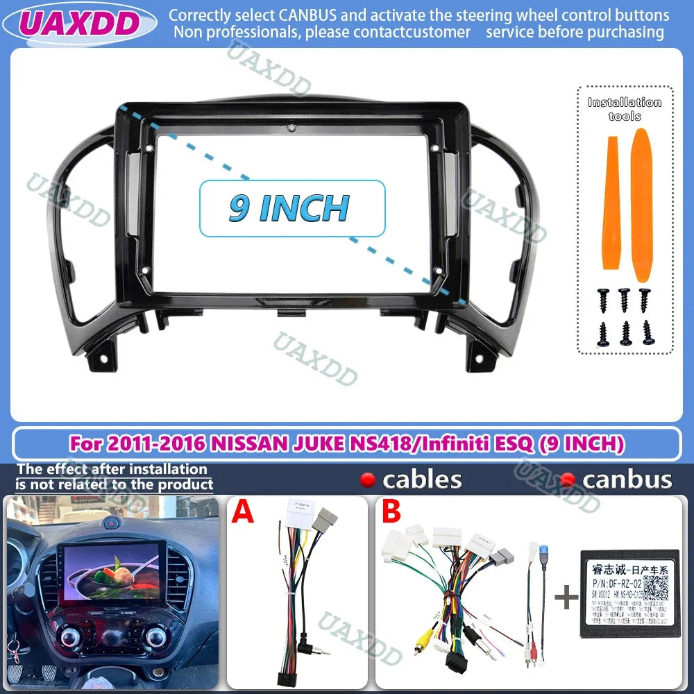 For 2011-2016 NISSAN JUKE NS418 Infiniti ESQ 9INCH 2 Din Car Android frame panel fascia ca
