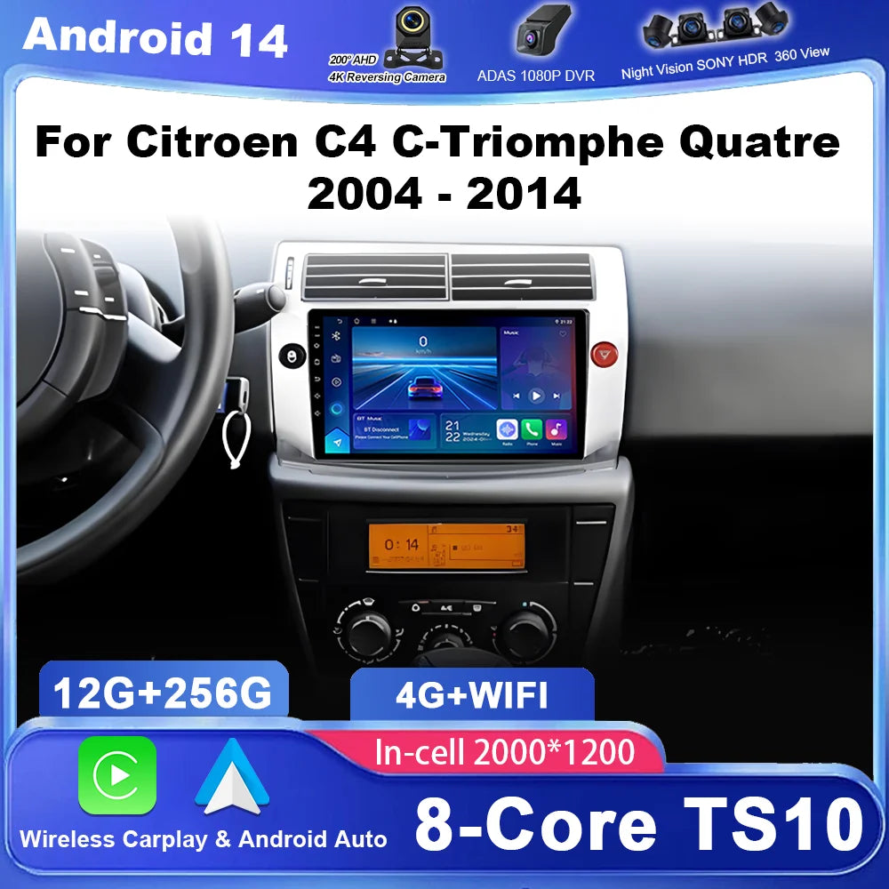 Car Android 15 GPS Navigation For Citroen C4 C-Triomphe Quatre 2004 - 2014 Auto Radio Ster
