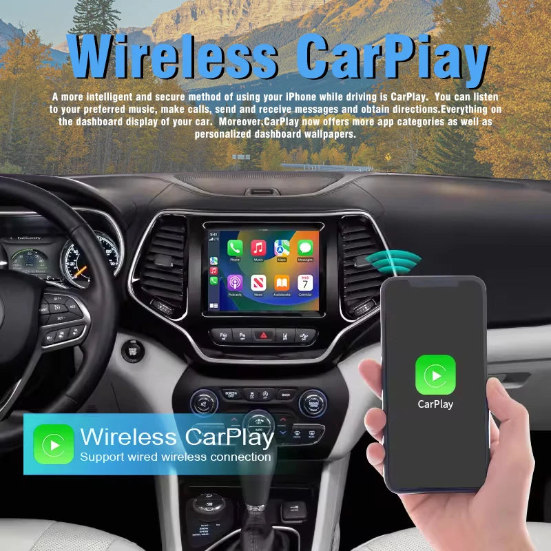Wireless Carplay Android Auto for Jeep Grand Cherokee Navigation Mirror Link AirPlay OEM S
