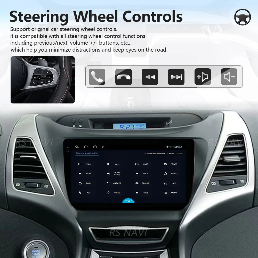 Android 16 Carplay Auto Qualcomm 2K QLED Screen Car Radio Player For Hyundai Elantra 2014-