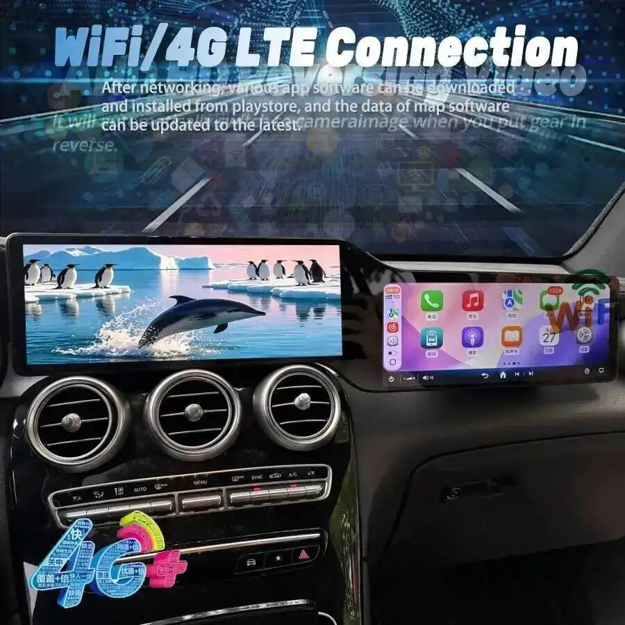 R 24.6" Dual Screen Android Auto Carplay For Mercedes Benz GLC C Class W205 X253 C180 C200 | AUTOKITSHOP