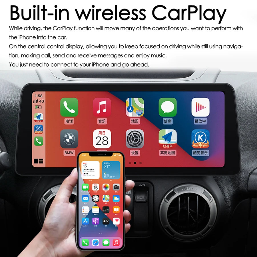 12.3inch Android 13 Screen For Jeep Wrangler 3JK 2015 2016 2017 Auto Car Radio Multimedia