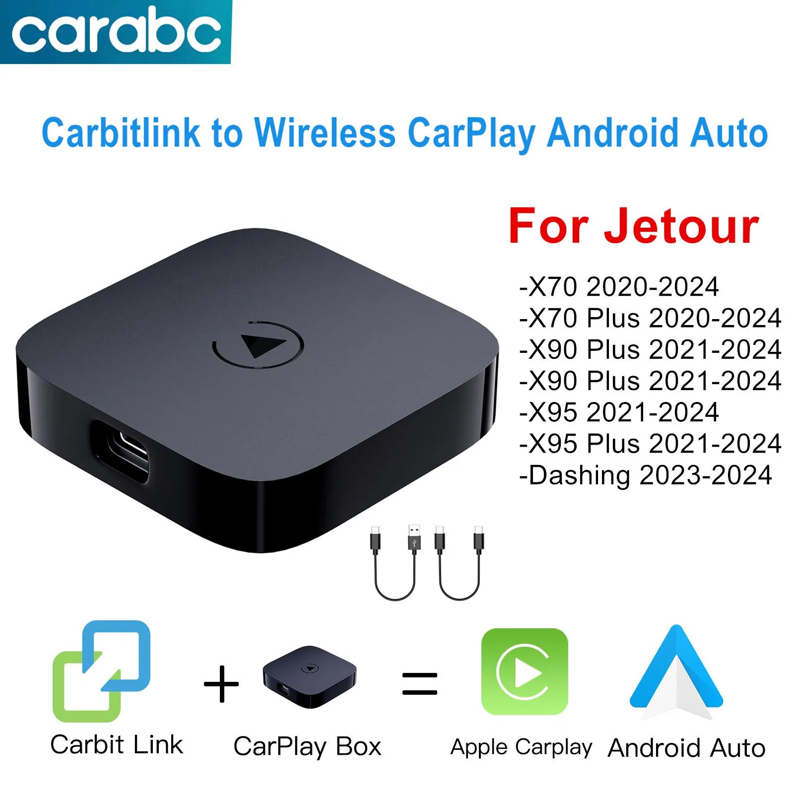 CARABC Carbitlink Smartlink to Wireless CarPlay Android Auto for Chery Jetour X70, X70S, X