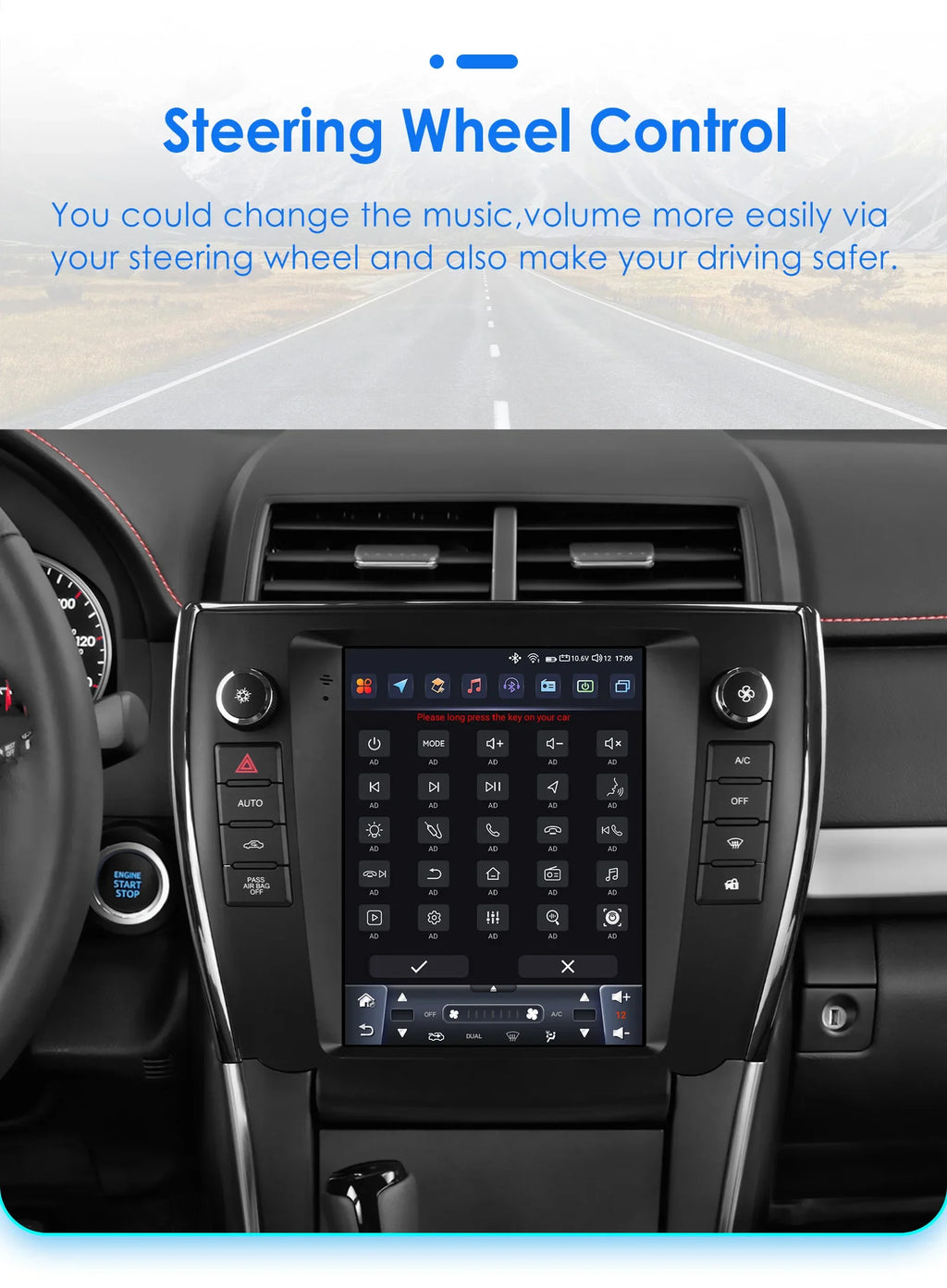 9.7"7862 Android 13 Car radio multimedia player For Toyota Camry 2015 2016 2017 4G Carplay