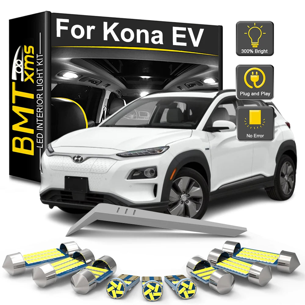 13-Piece LED Interior Light Kit for Hyundai Kona EV 2016-2019 - Canbus Dome Map Door Trunk Bulbs | AUTOKITSHOP