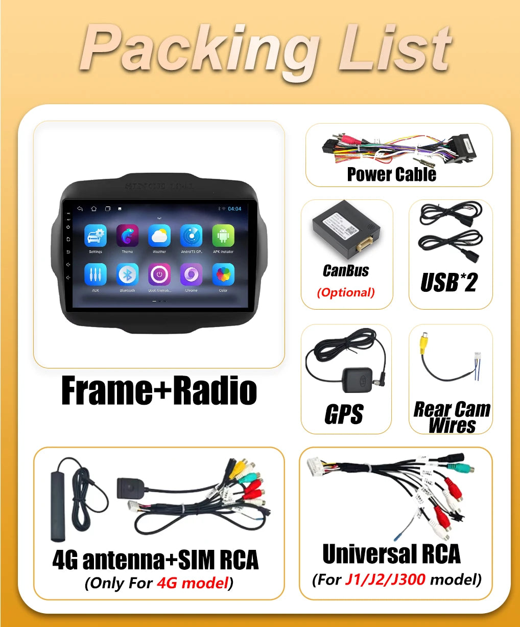 Android 16 Carplay Car Radio For Jeep Renegade 2016 2017 2018 2019 2020 GPS Car Stereo 2K  | AUTOKITSHOP