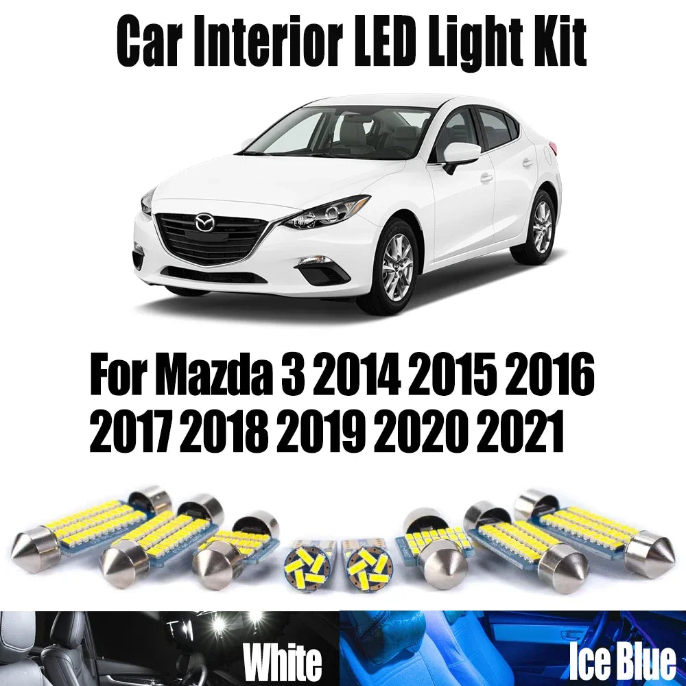 11-Piece LED Interior Light Kit for Mazda 3 2014-2017 - Canbus Dome Map Door Trunk Bulbs | AUTOKITSHOP