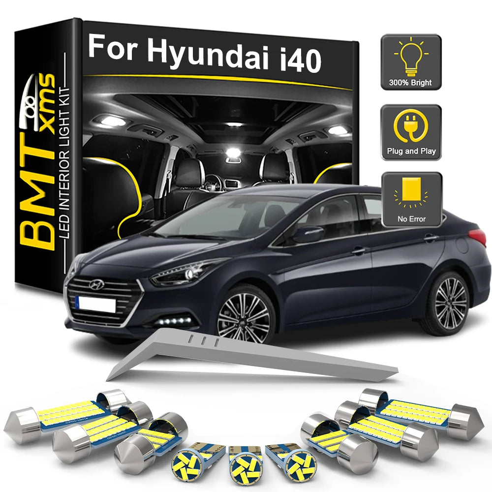 19-Piece LED Interior Light Kit for Hyundai i40 Sedan Wagon CW 2011-2015 - Canbus Dome Map Door Trunk Bulbs | AUTOKIT...