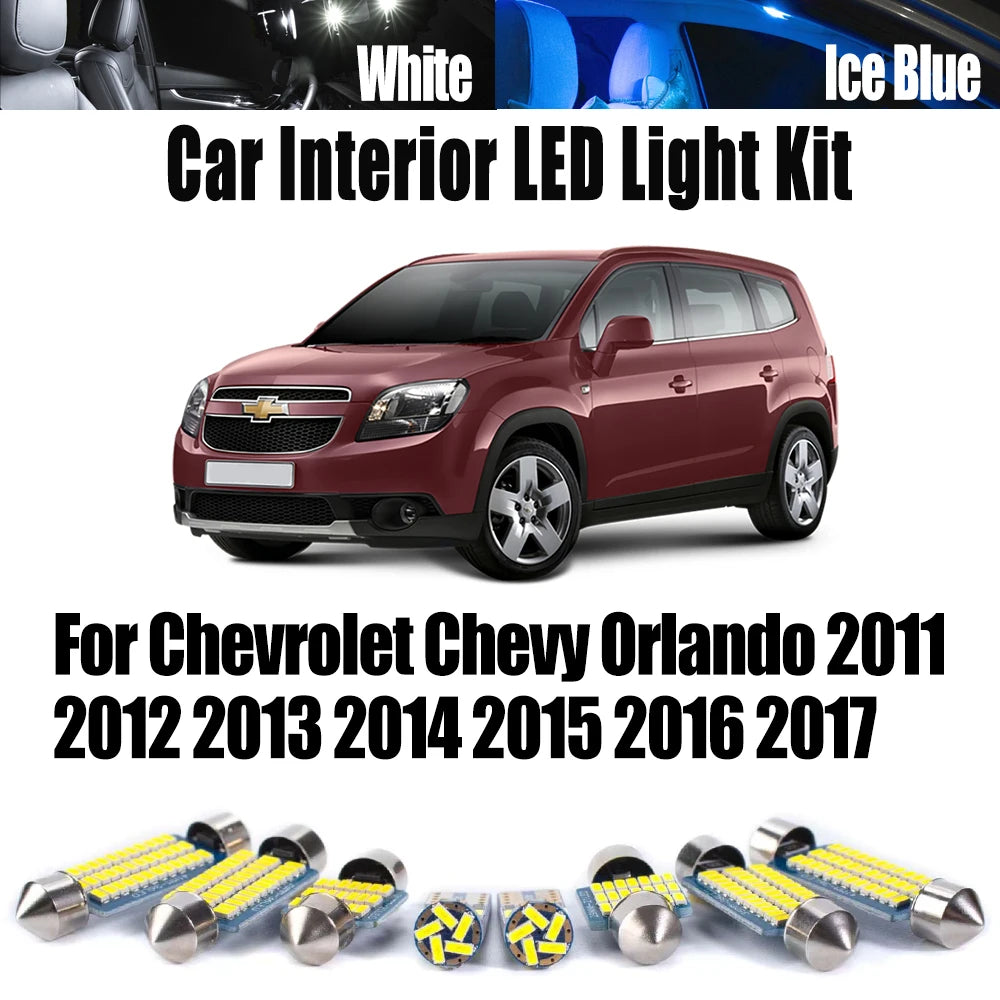13-Piece LED Interior Light Kit for Chevrolet Chevy Orlando 2011- 2015 - Canbus Dome Map Door Trunk Bulbs | AUTOKITSHOP