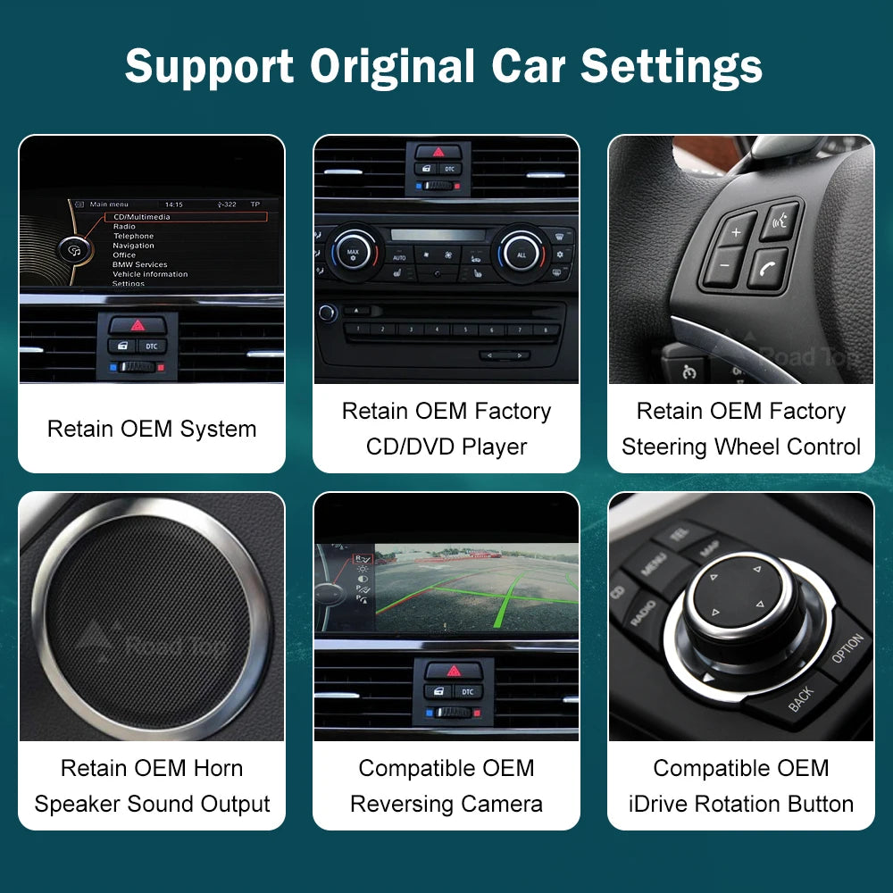 RoadTop 8.8'' Wireless CarPlay Linux Screen For BMW Series 3 5 E60 E61 E90 E91 E92 E93 CCC