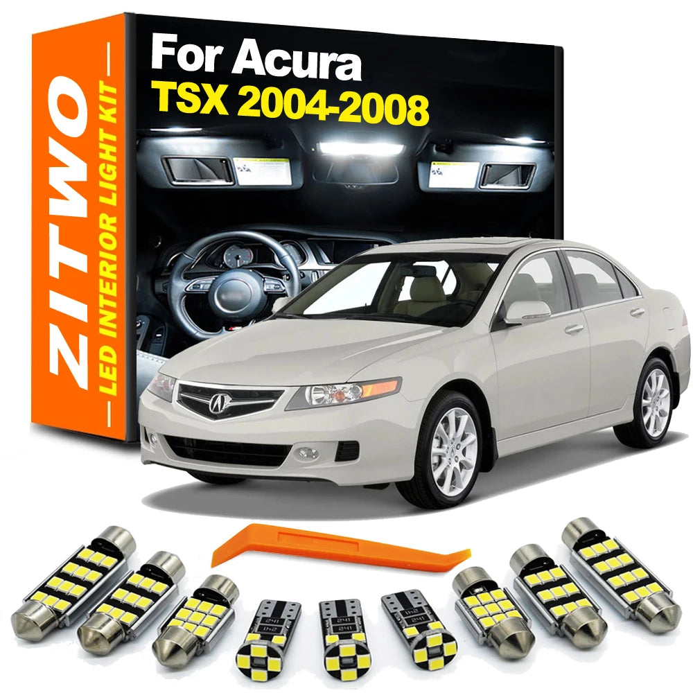 ZITWO 12Pcs Canbus Car LED Interior Light Bulb Kit For Acura TSX 2004 2005 2006 2007 2008 Reading Luggage License Plate Lamp