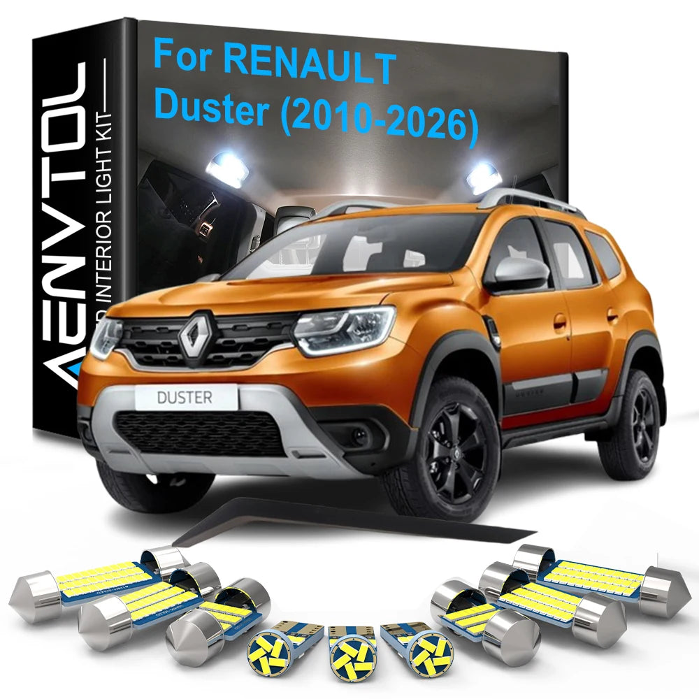 11-Piece LED Interior Light Kit for Renault Duster 1 2 3 2010-2026 - Canbus Dome Map Door Trunk Bulbs | AUTOKITSHOP
