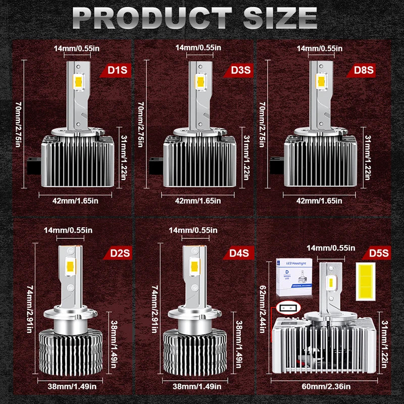 3000000LM 2800W D1S D3S LED Headlight Canbus D2S D4S D8S D2R D4R Car Lights 8000K 4300K 1: