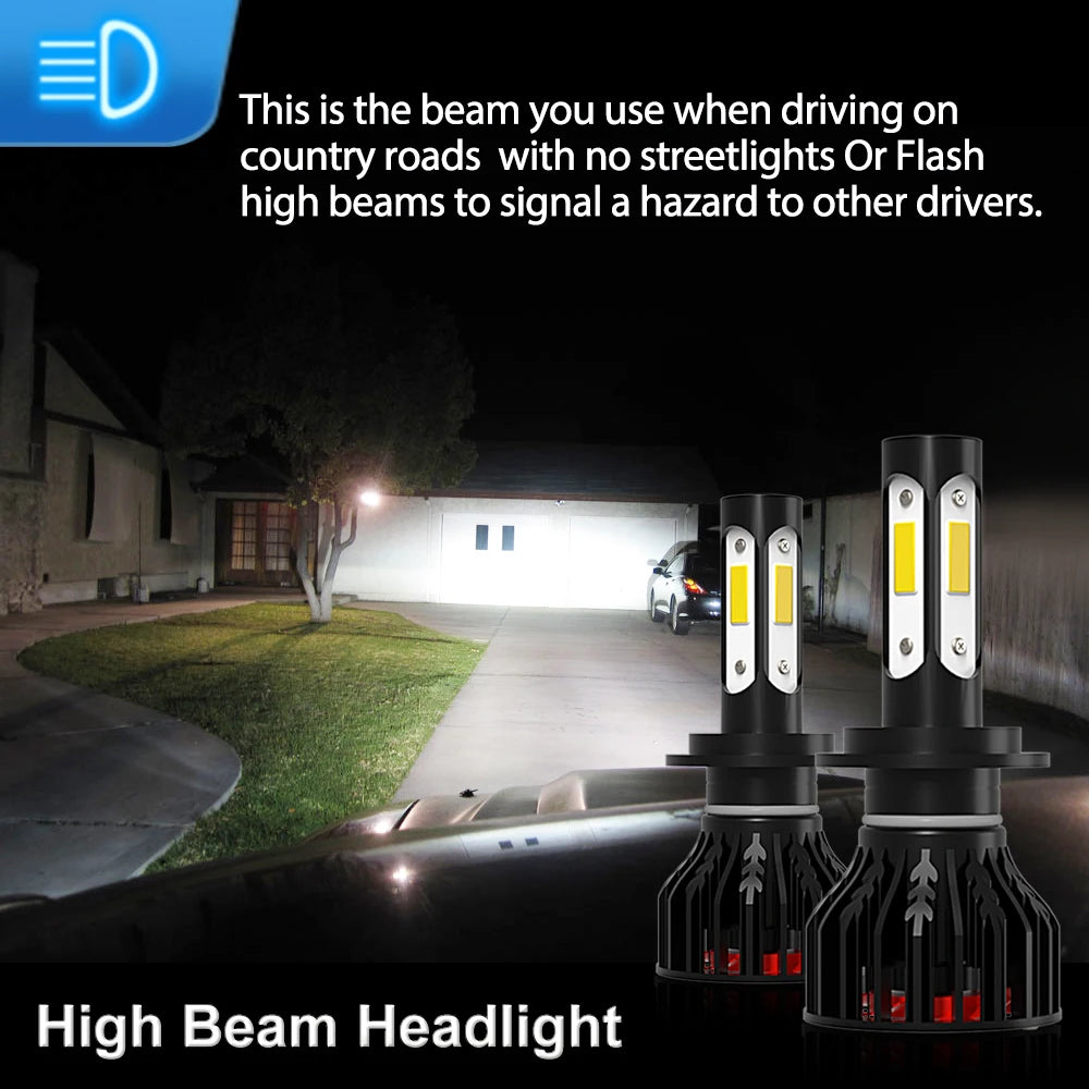 2/4Pcs Car Headlight H7 6000K Auto Bulbs 25000LM Bright 4Side Chip LED Lamp For Peugeot 20