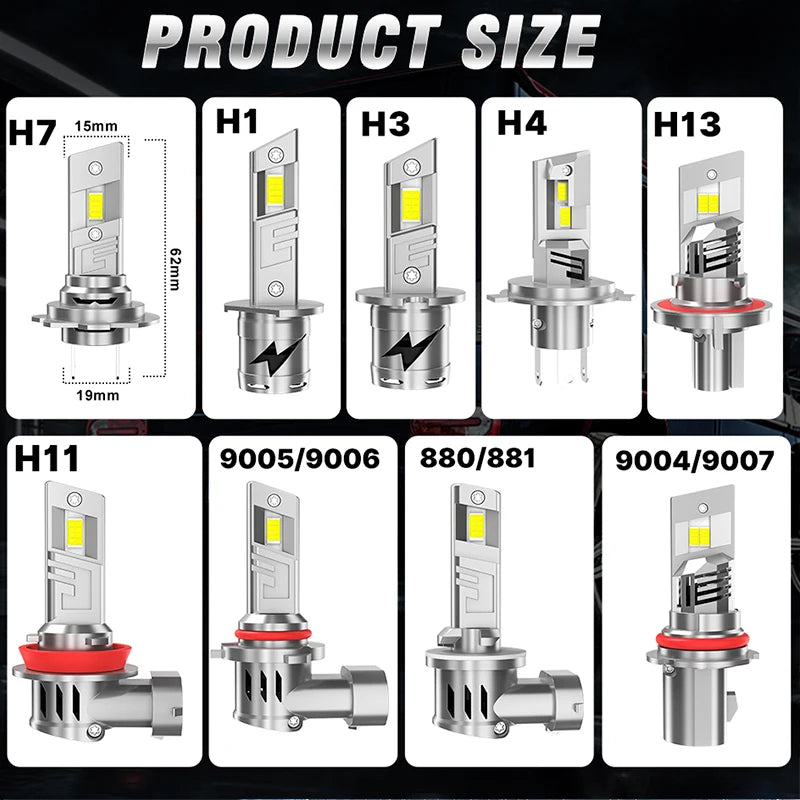 H7 H4 LED Car Headlight Bulb CANBUS H1 H3 H11 H8 HB3 HB4 9005 9006 9008 H13 9012 Auto Wire